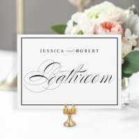 Sinal de Banheiro de Casamento Elegante Fronteira