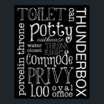 Sinal de Banheiro Funny Bathroom Poster Impressão<br><div class="desc">Sinal de banheiro engraçado,  perfeito para o seu banheiro! Projetado e ilustrado pelo Striped Hat Studio</div>