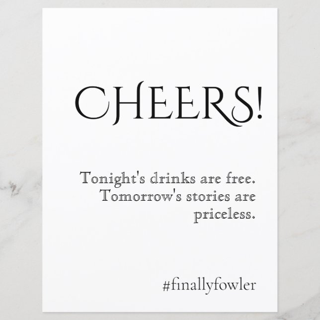 Sinal de Bar Aberto de Casamento Clássico (Frente)