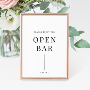 Sinal de Bar Aberto de Casamento Elegante Moderno