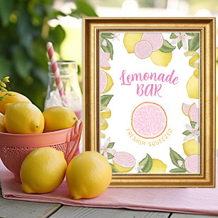 Sinal de Bar de Aniversário da Limonada Rosa