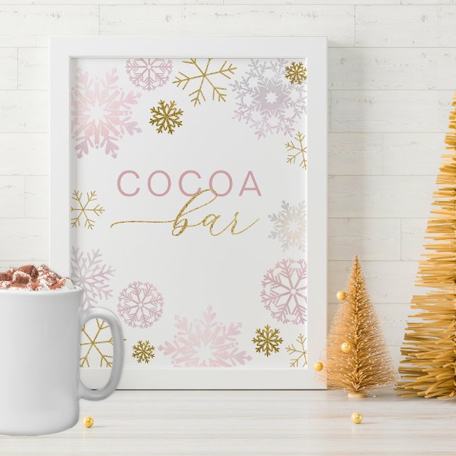 Sinal de Bar de Cacau com Floco de Neve Rosa Esbra (Cocoa Bar - "cocoa" can be changed to whatever you need)