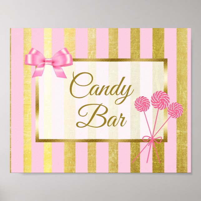 Sinal de Bar doce, cor-de-rosa e Poster Dourado (Frente)