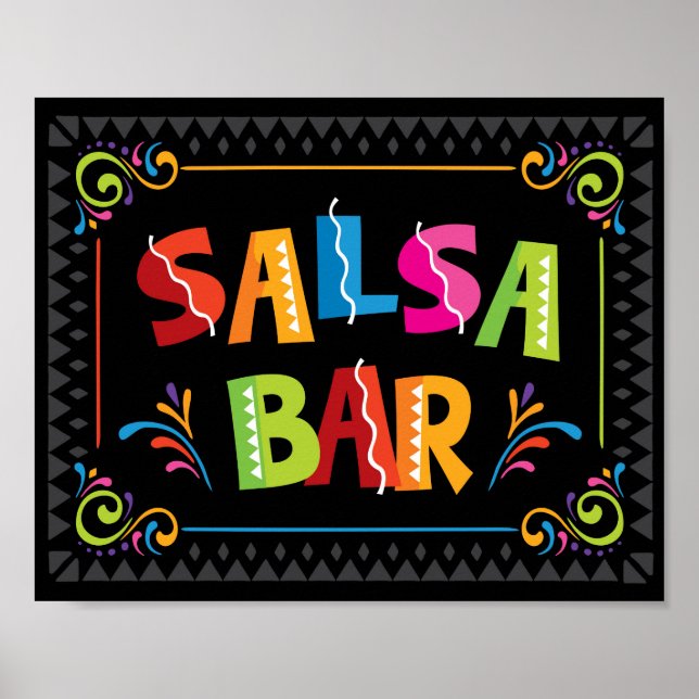 Sinal de BAR Fiesta SALSA Impressão (Frente)
