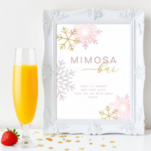 Sinal de Bar Mimosa com Floco de Neve Rosa Esbranq
