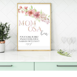 Sinal de Bar Momosa Floral Rosa Poster