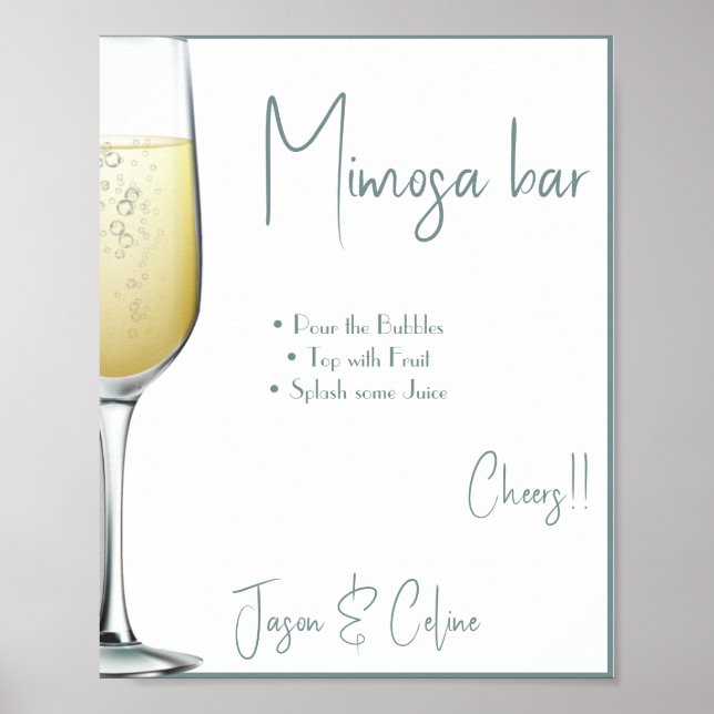 Sinal de Barra de Mimosa Editável para Impressão (Frente)