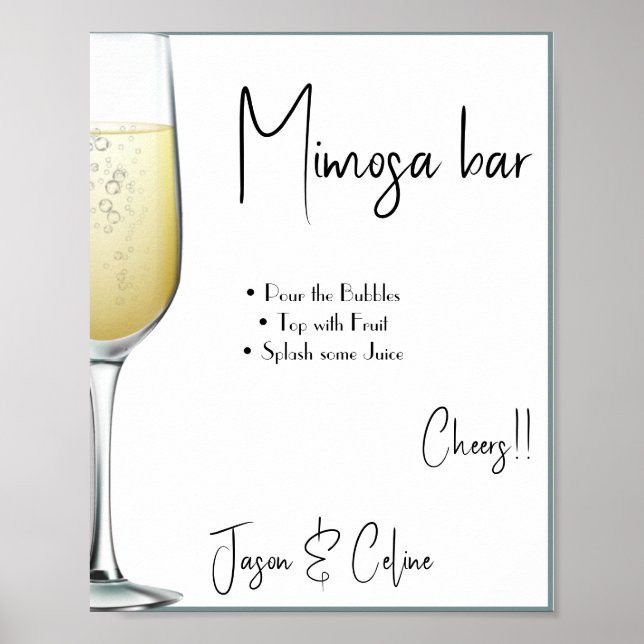 Sinal de Barra de Mimosa Editável para Impressão (Frente)