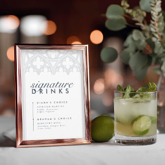 Sinal de Bebidas com Assinatura Clássica Elegante 