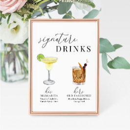 Sinal de Bebidas de Assinatura de Aquarela Moderna