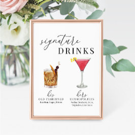 Sinal de Bebidas de Assinatura de Aquarela Moderna