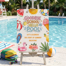 Sinal de Boas-Vindas Adeus Escola Olá Piscina
