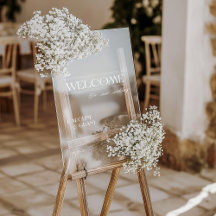 Sinal de boas-vindas ao casamento acrílico inspira