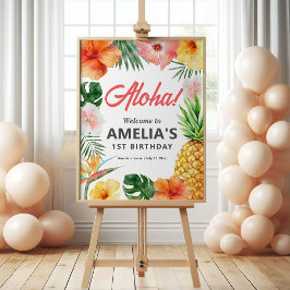 Sinal de boas-vindas da Festa de aniversário tropi