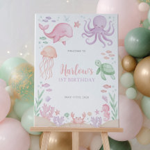 Sinal de Boas-Vindas de 1º Aniversário Menina Oned