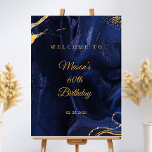 Sinal de Boas-Vindas de Aniversário Azul-Marinho e