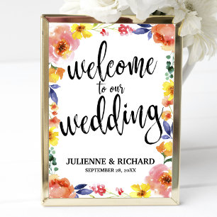 Sinal de Boas-Vindas de Casamento Boho Floral Aces