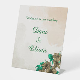 Sinal de Boas-Vindas de Casamento Botânico Verde E
