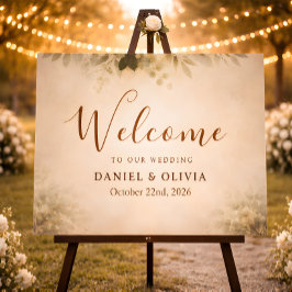 Sinal de Boas-Vindas de Casamento com Folhagem de 