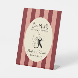 Sinal de Boas-Vindas de Casamento Desenhado à Mão