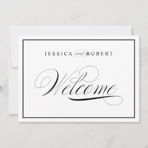 Sinal de Boas-Vindas de Casamento Elegante com Bor