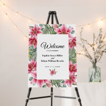 Sinal de Boas-Vindas de Casamento Floral de Lírio 