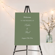 Sinal de Boas-Vindas de Casamento Verde Sage Elega