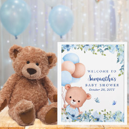 Sinal de Boas-Vindas de Chá de Bebê com Urso de Pe