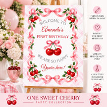 Sinal de Boas-Vindas de Um Ano One Sweet Cherry