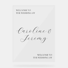 Sinal de Boas-vindas do Casamento Acrílico Limpo e