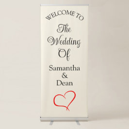 Sinal de boas-vindas do casamento com banner retrá