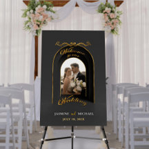 Sinal de Boas-vindas do Casamento Dourado Negro Mi