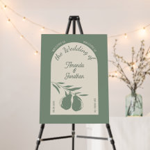 Sinal de Boas-vindas do Casamento Verde Elegante