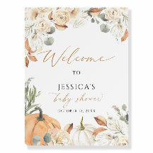 Sinal de boas-vindas do chá de fraldas de queda, p