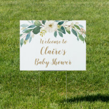 Sinal de boas-vindas do Chá de fraldas Greenery