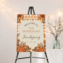 Sinal de Boas-Vindas do Friendsgiving Outono Abóbo