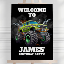 Sinal de Boas-vindas do Monster Truck Birthday
