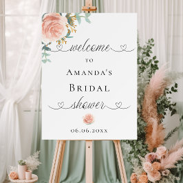 sinal de boas-vindas do script floral do chá de pa