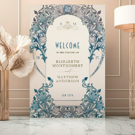 Sinal de boas-vindas Dusty Blue Wedding William Mo
