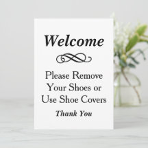 Sinal de Boas-Vindas Elegante para Remover Sapatos