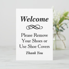 Sinal de Boas-Vindas Elegante para Remover Sapatos