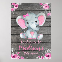 Sinal de boas-vindas Poster Elefante Russo Rosa Fl