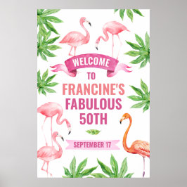 Sinal de boas-vindas Tropical Flamingo, poster Tro