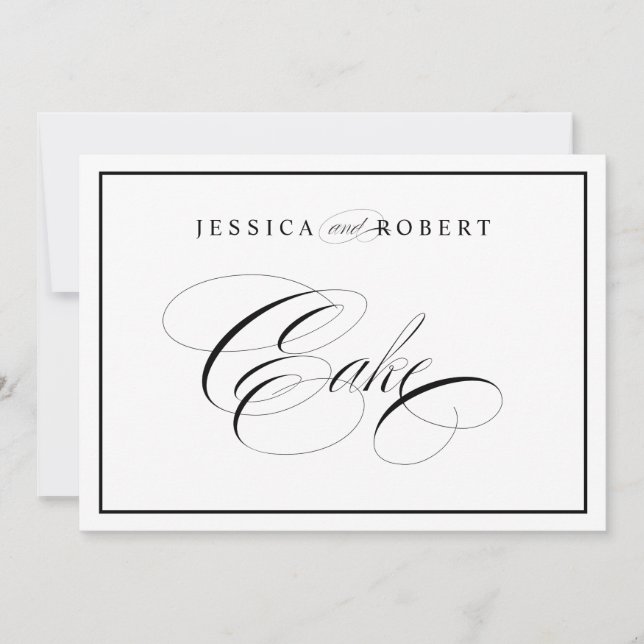 Sinal de Bolo de Casamento Elegante Borda Preta (Frente)