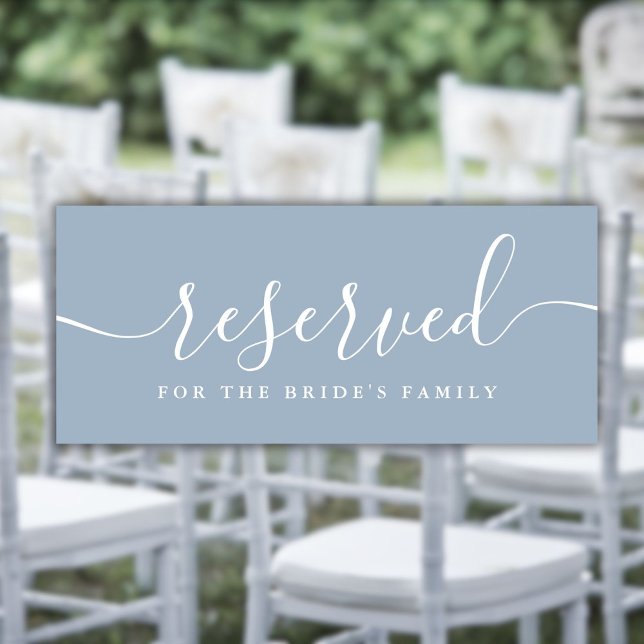 Sinal de Cadeira Reservada de Casamento de Script  (Dusty Blue Script Wedding Reserved Chair Sig)