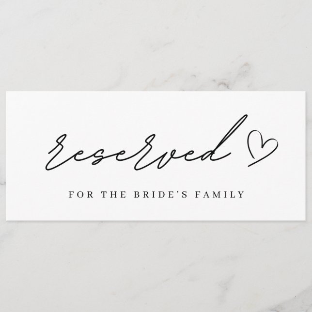 Sinal de Cadeira Reservada para Casamento Minimali (Frente)