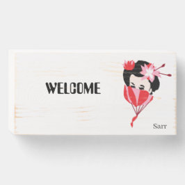 Sinal de caixa de madeira: GIRL GIRL WELCOMD