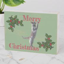Sinal de caixa - Feliz Natal Holly e Gato