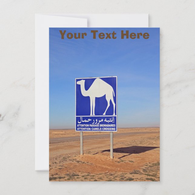 Sinal de Camels, Tunísia, cartão personalizável (Frente)