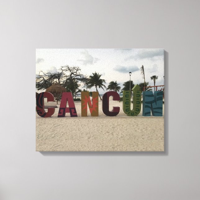 Sinal de Cancún - Playa Delfine, Canvas do México (Frente)